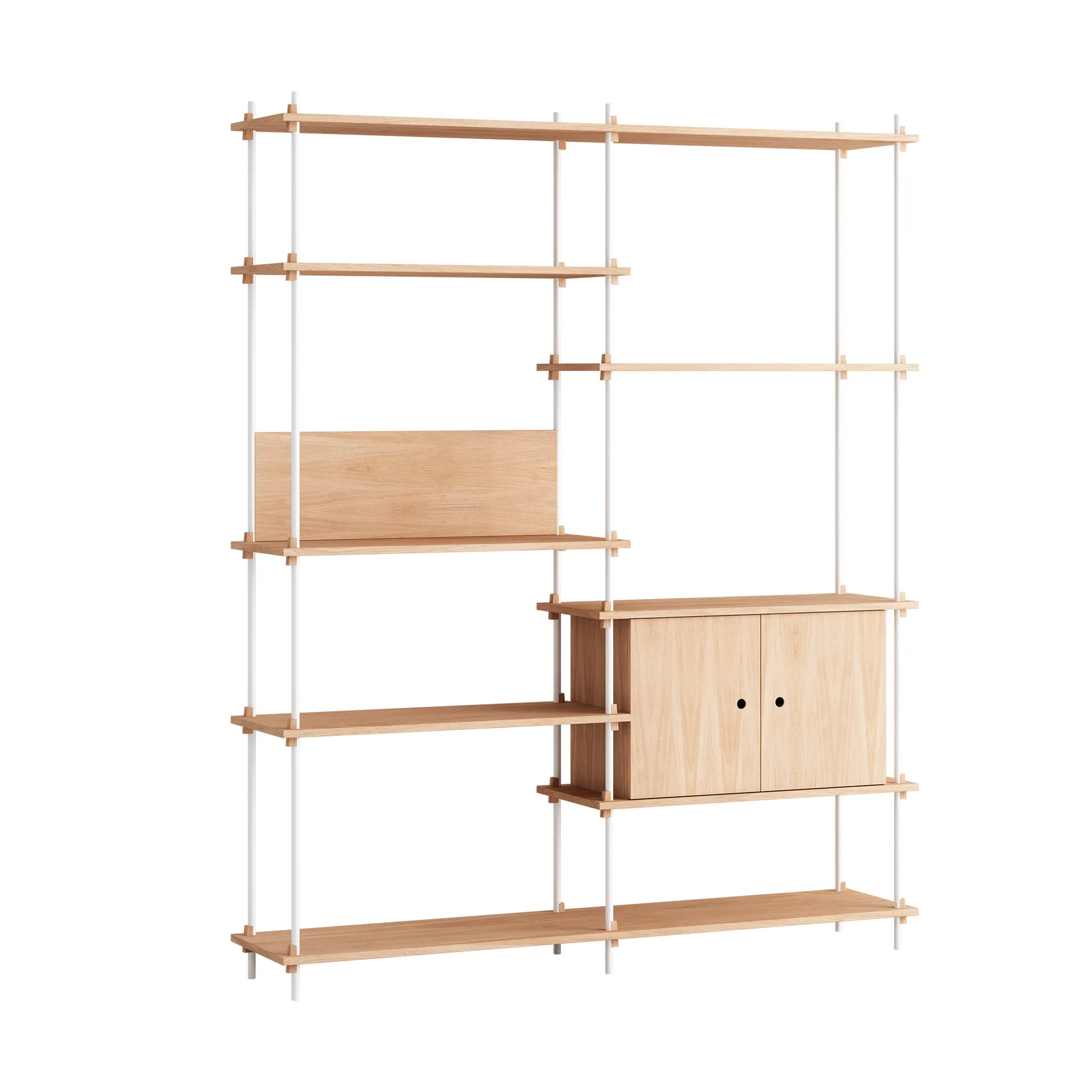 Shelving System shelf with cabinet, Oak-white, 163x200x35 cm, S.200.2.C MOEBE