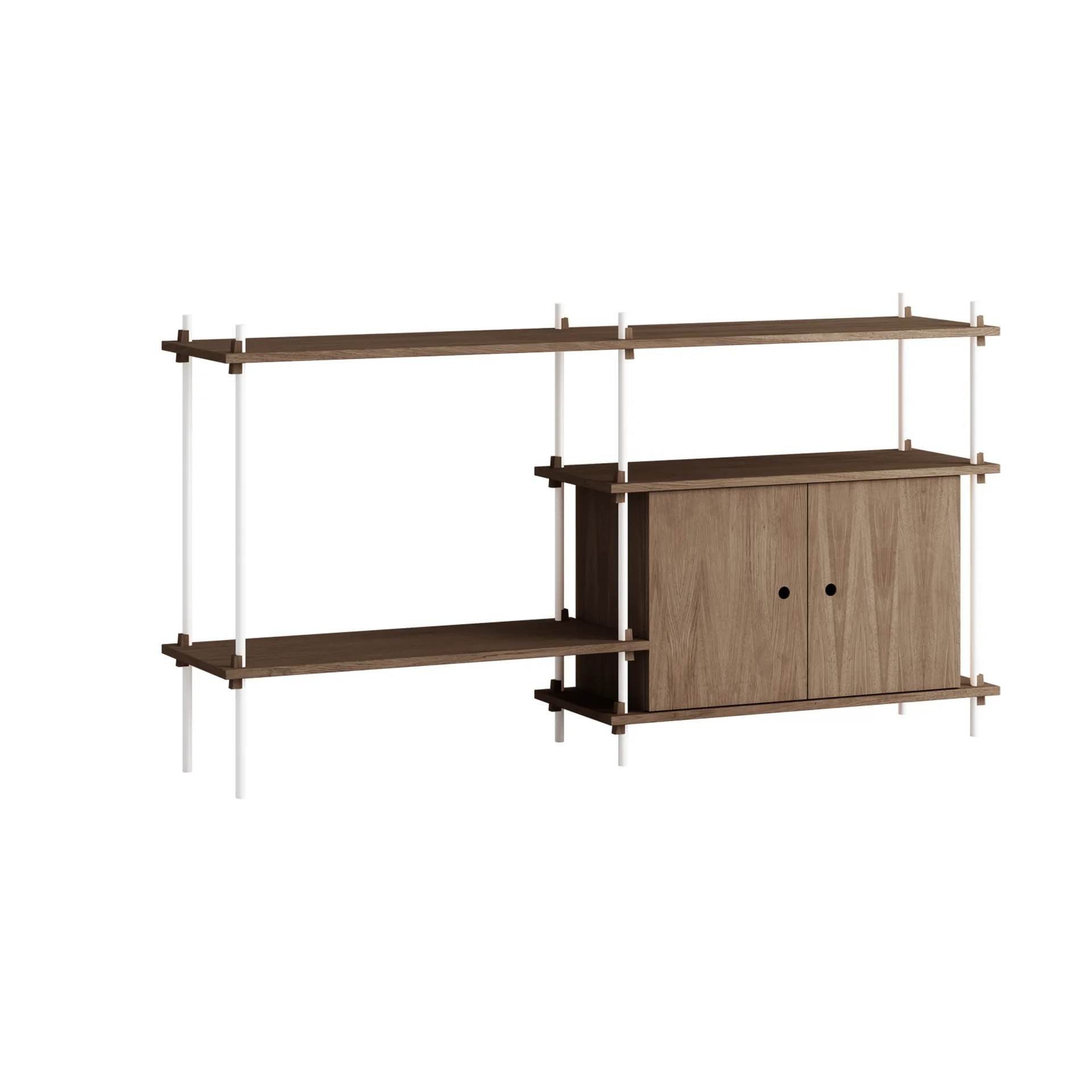 Shelving System shelf with cabinet, Smoked oak-white, 163x85x35 cm, S.85.2.C MOEBE