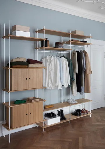 Shelving System shelf with cabinet - Smoked oak-white, 163x85x35 cm, S.85.2.C - MOEBE