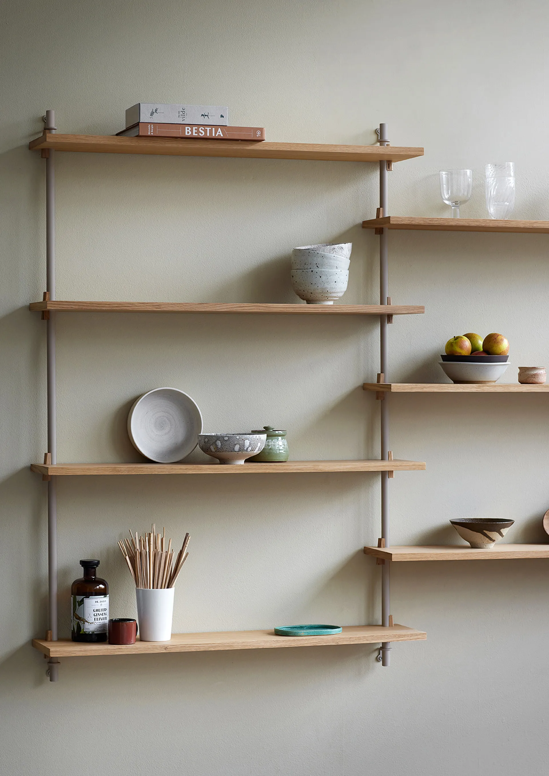 Wall Shelving wall shelf, Smoked oak-warm grey, 92x115x17.5 cm, WS.115.1 MOEBE