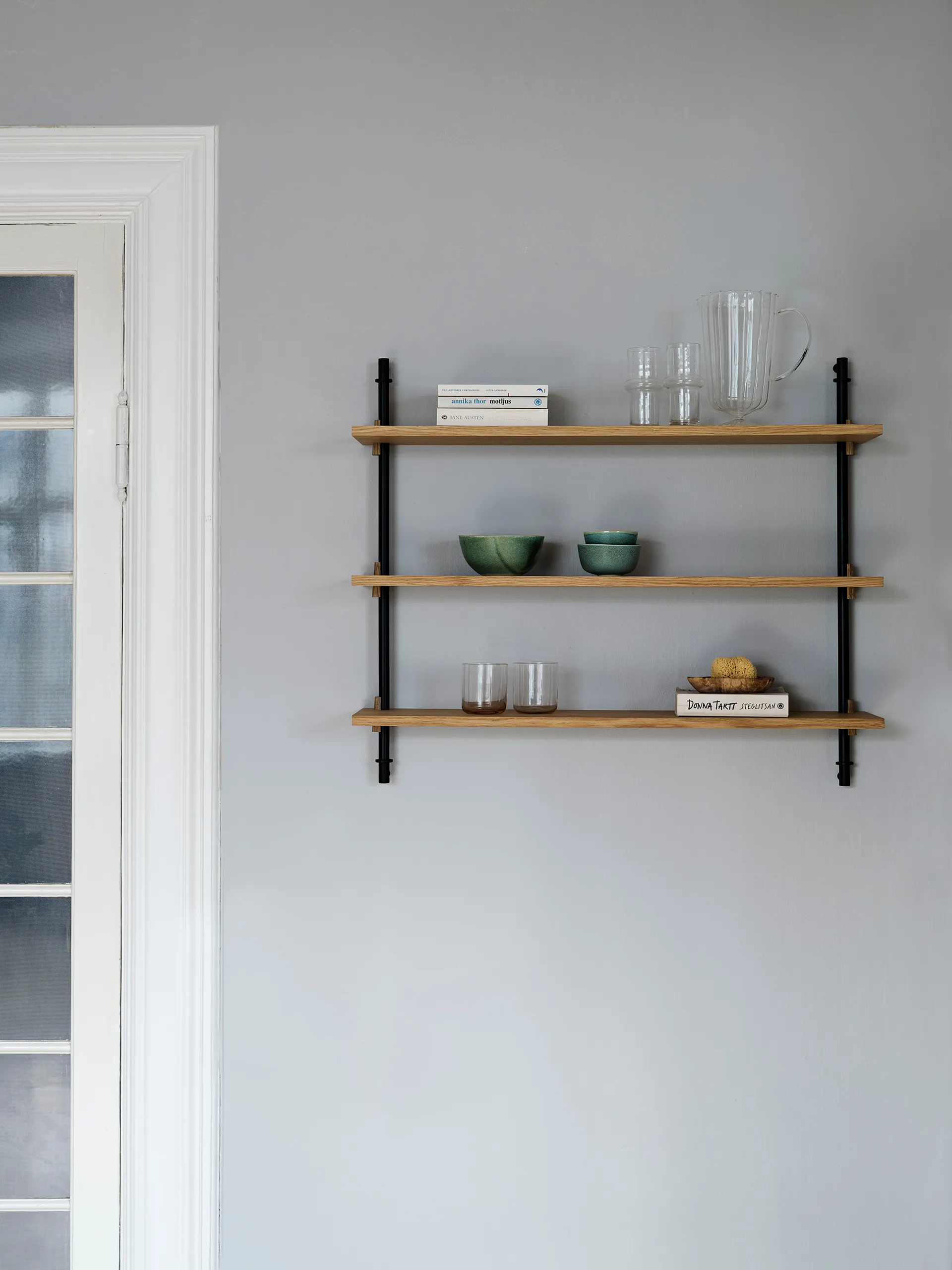 Wall Shelving wall shelf, Smoked oak-warm grey, 92x115x17.5 cm, WS.115.1 MOEBE