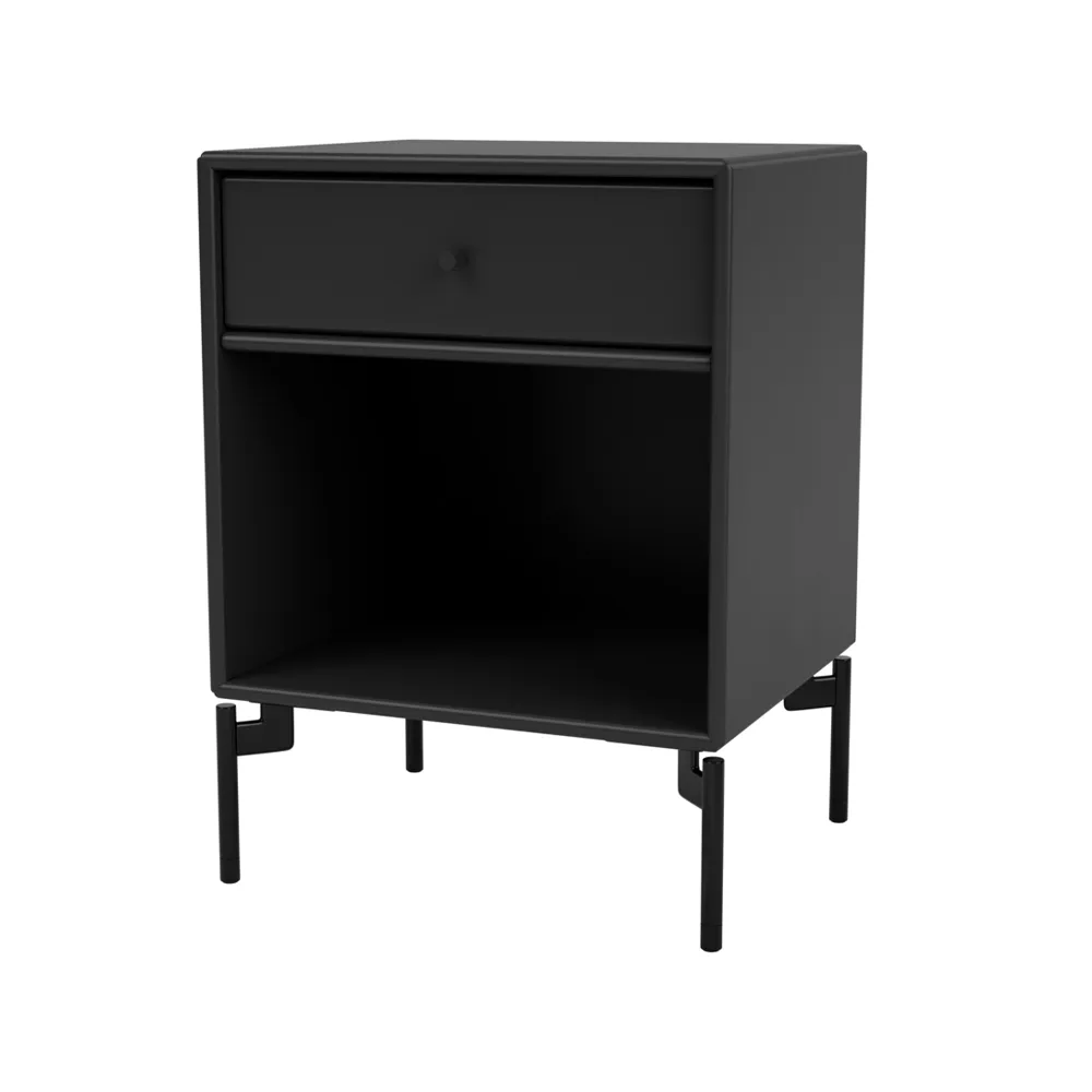 Dream bedside table, Black 05, black lacquered legs Montana