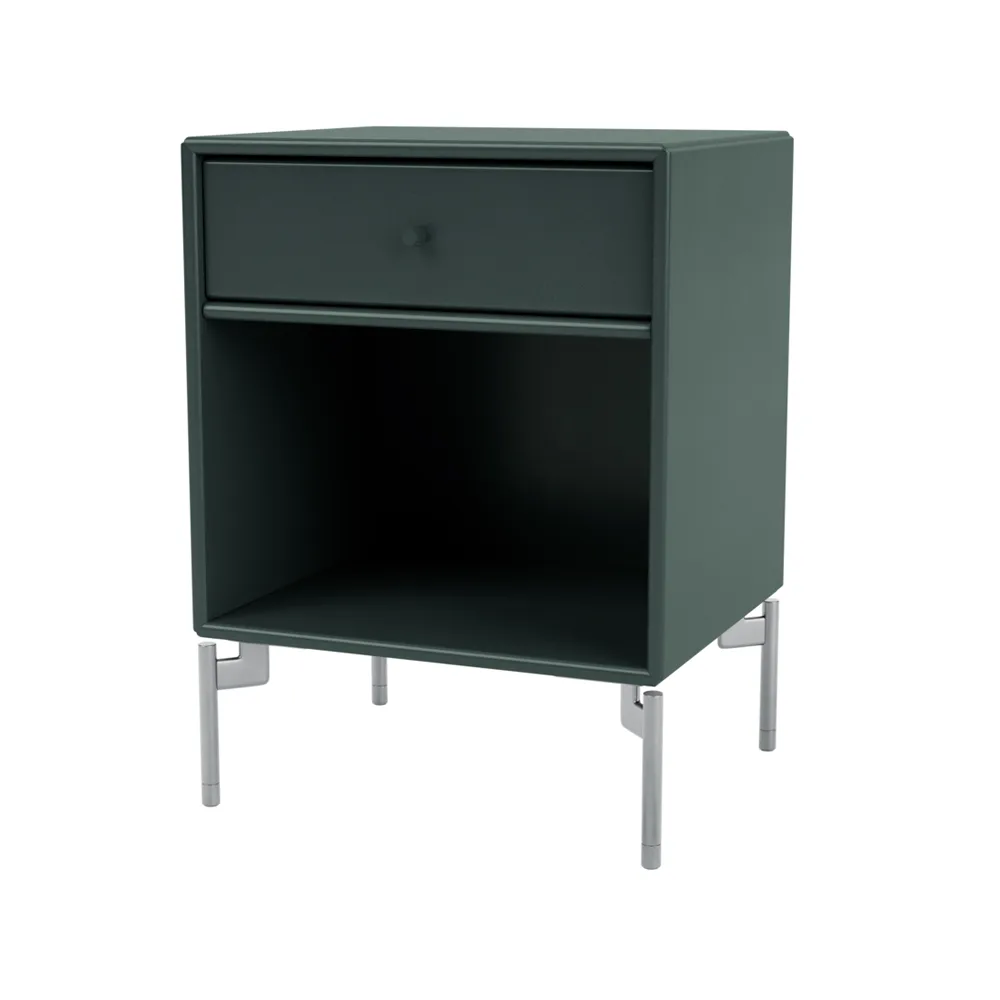 Dream bedside table, Black jade 163, chrome legs Montana