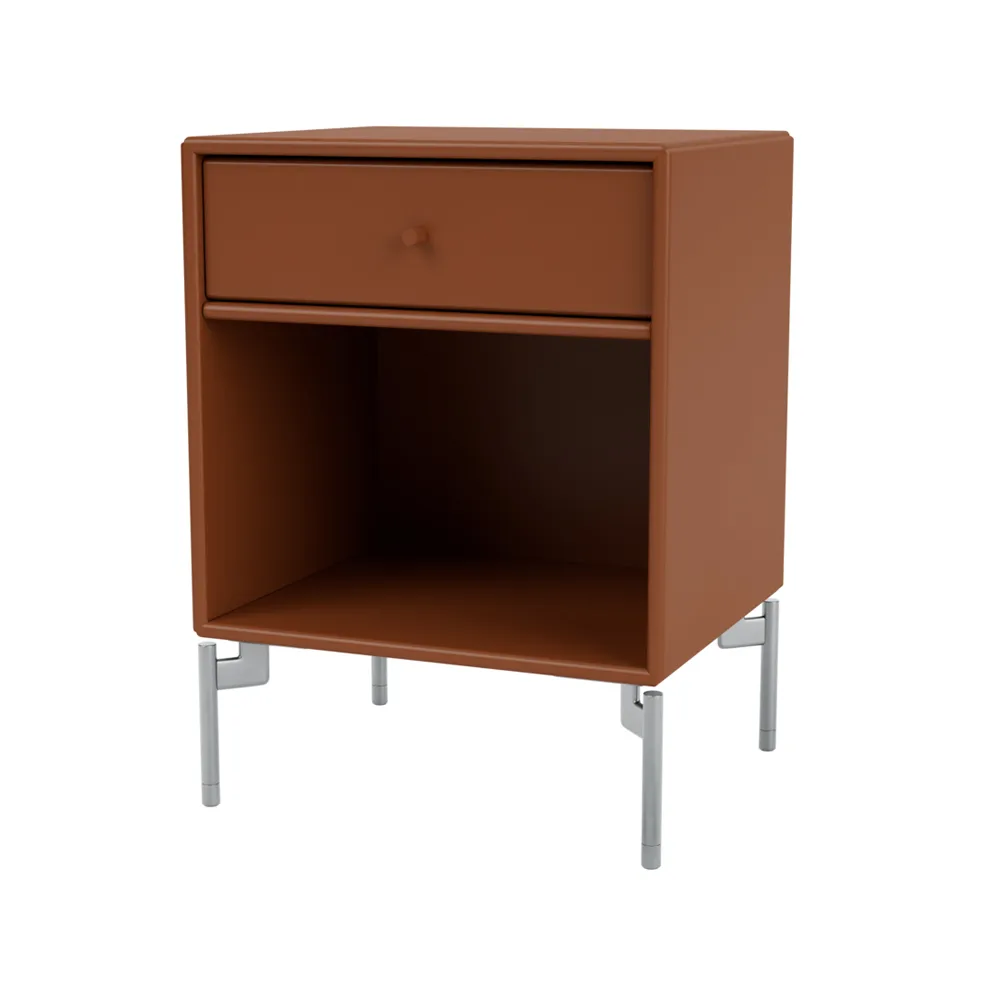 Dream bedside table, Hazelnut 146, chrome legs Montana