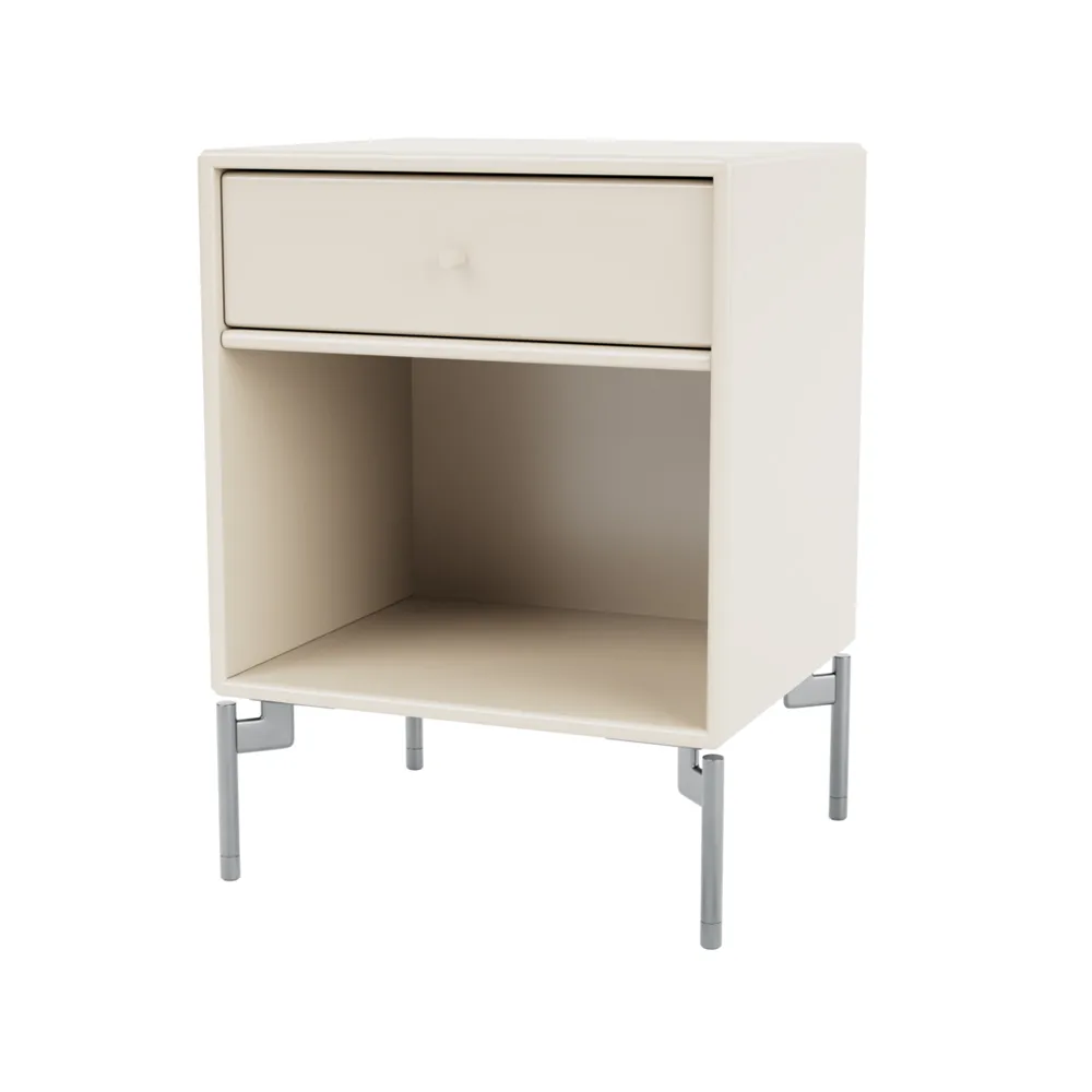 Dream bedside table, Oat 158, chrome legs Montana