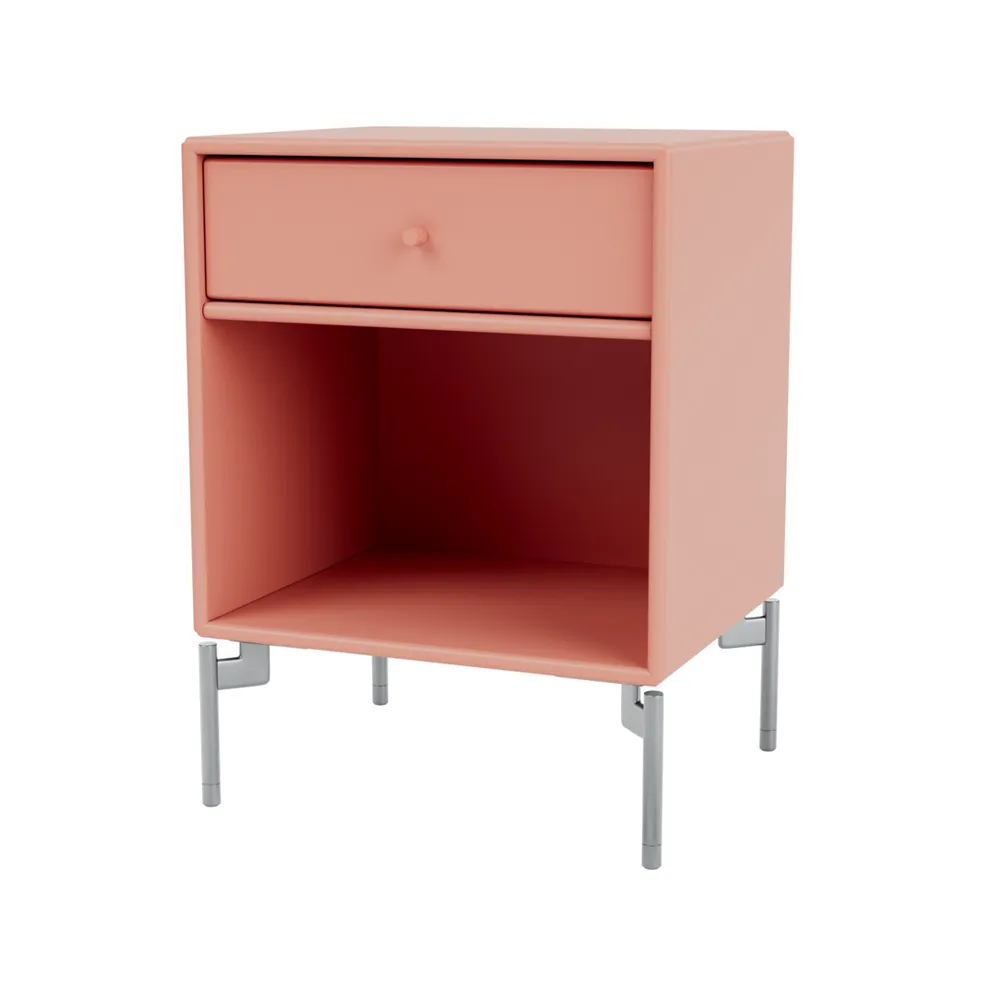 Dream bedside table, Rhubarb 151, chrome legs Montana