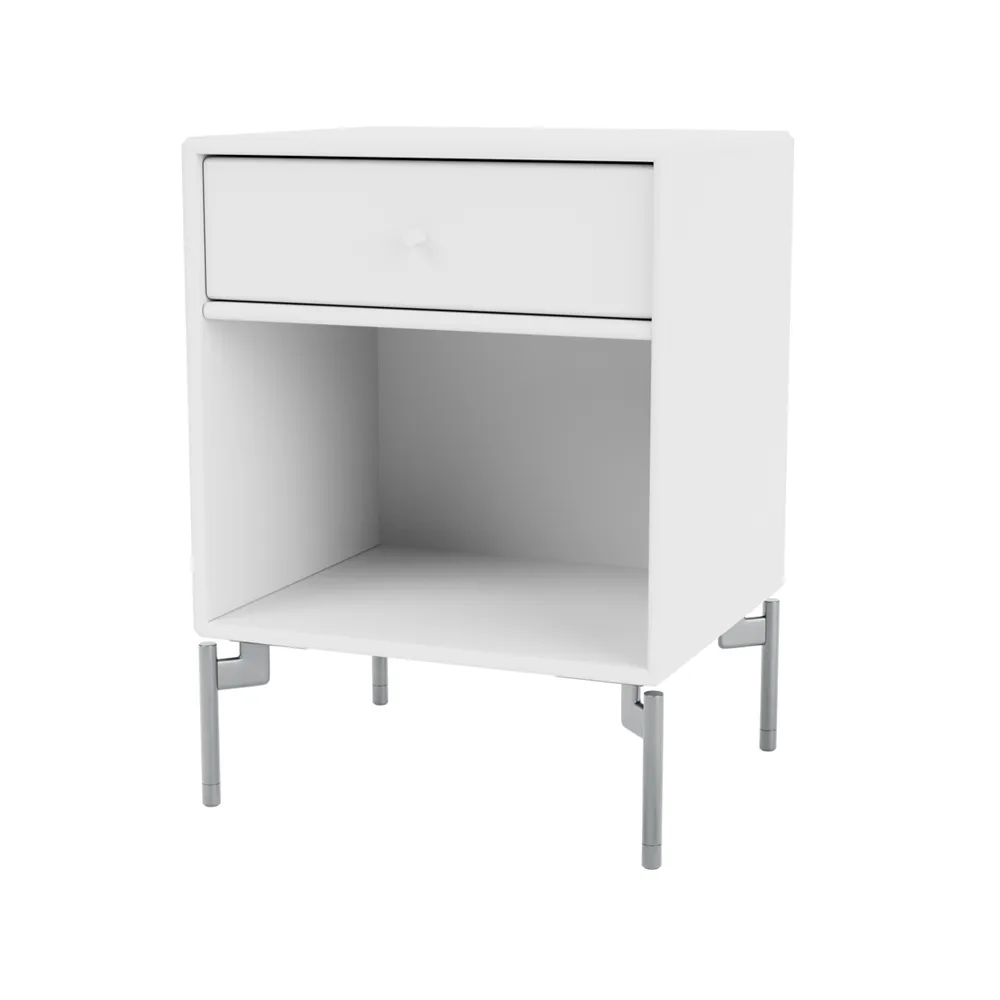 Dream bedside table, Snow 38, chrome legs Montana