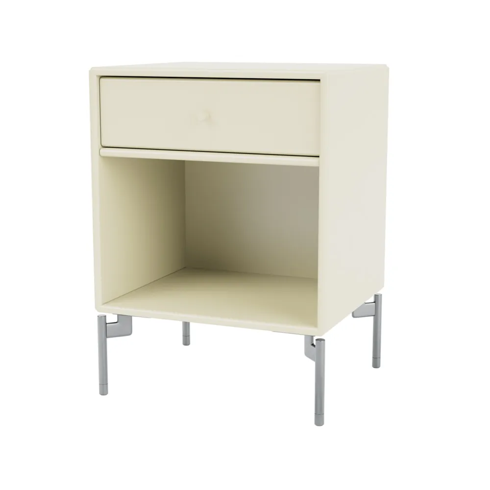 Dream bedside table, Vanilla 150, chrome legs Montana