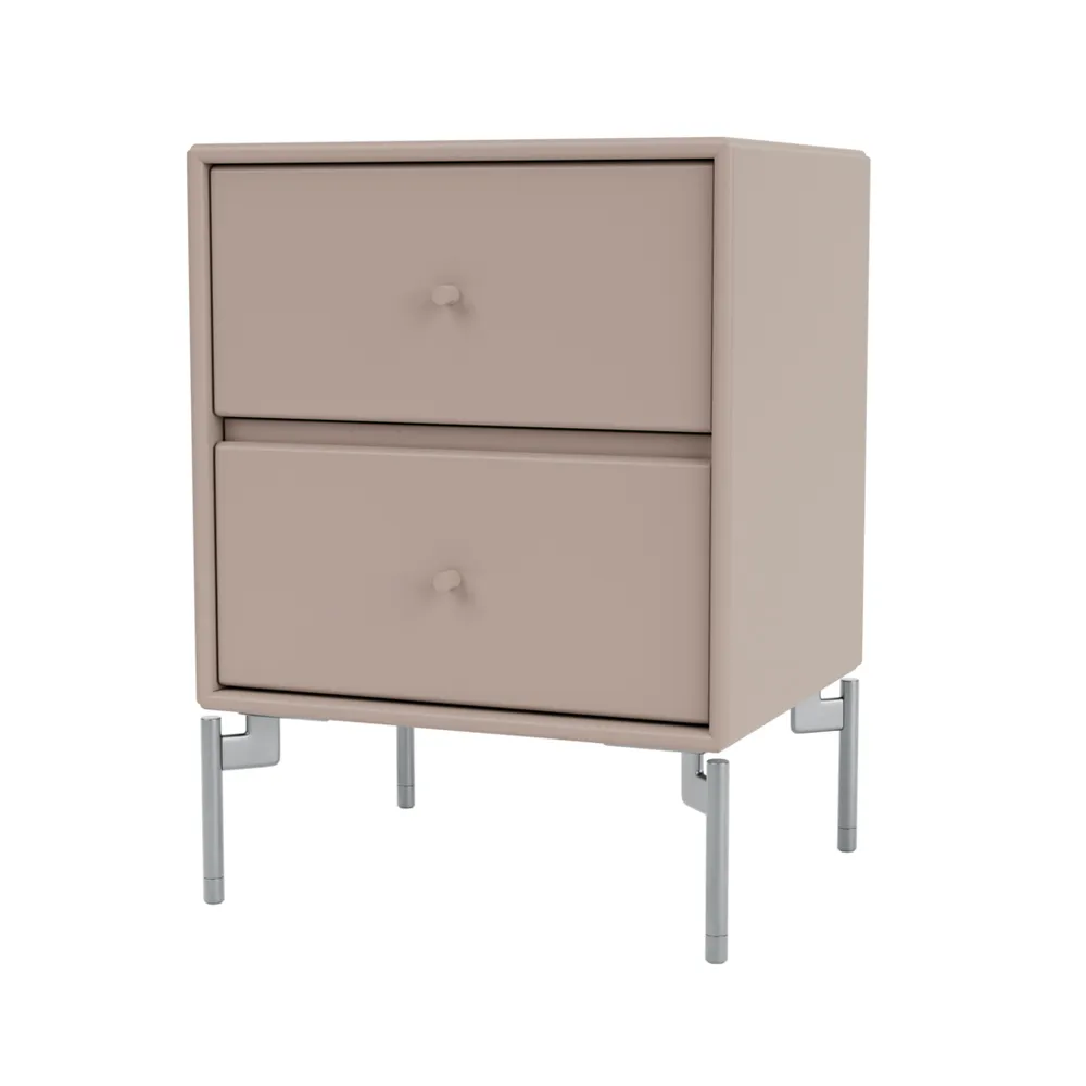 Drift bedside table, Mushroom 137, chrome legs cm Montana