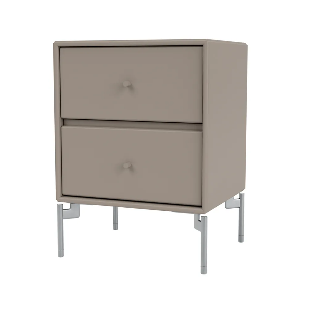 Drift bedside table, Truffle 141, chrome legs cm Montana
