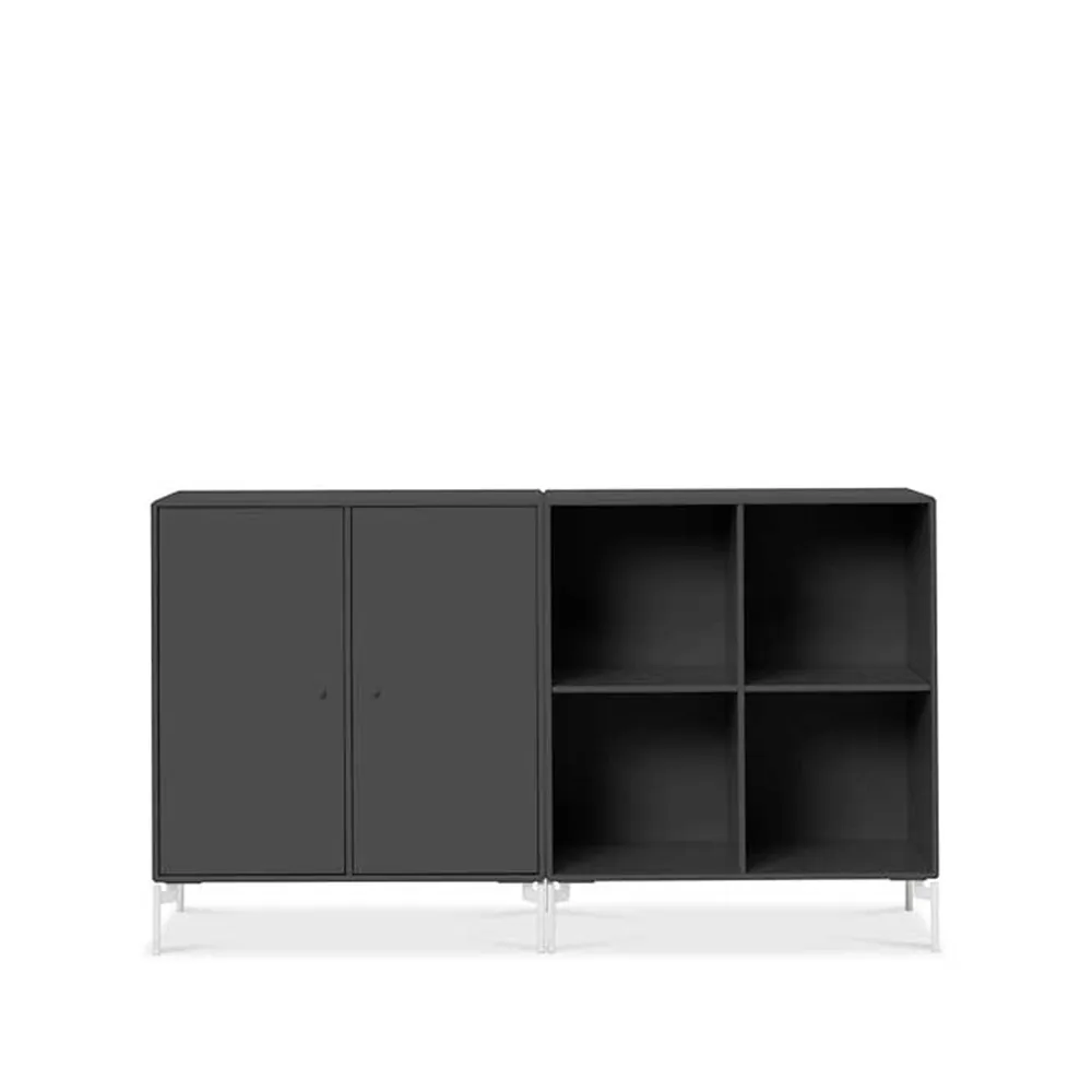 Pair side table, Anthracite 04, white lacquered legs Montana