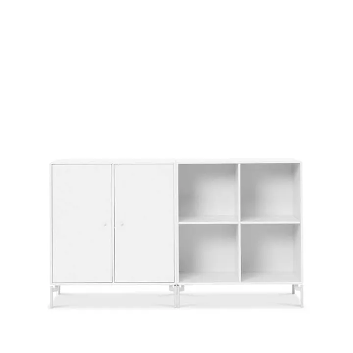 Pair side table - New white 101, white lacquered legs - Montana