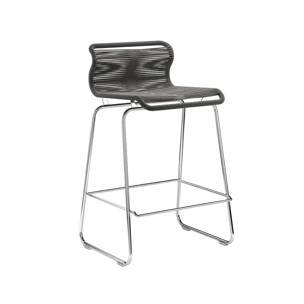 Panton One kitchen barstool, Black, paper/stainless steel Montana