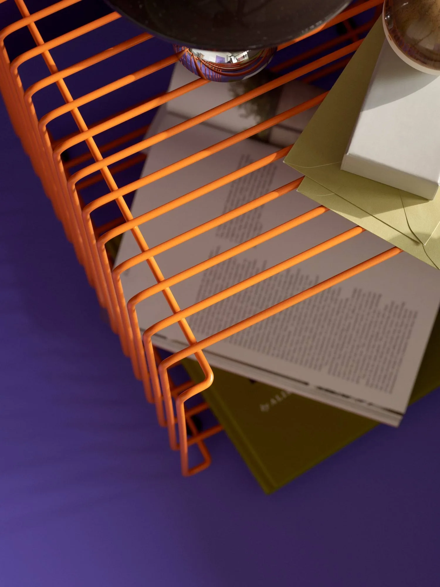Panton Wire Single shelf 34,8x34,8x34,8 cm, Tangerine Montana