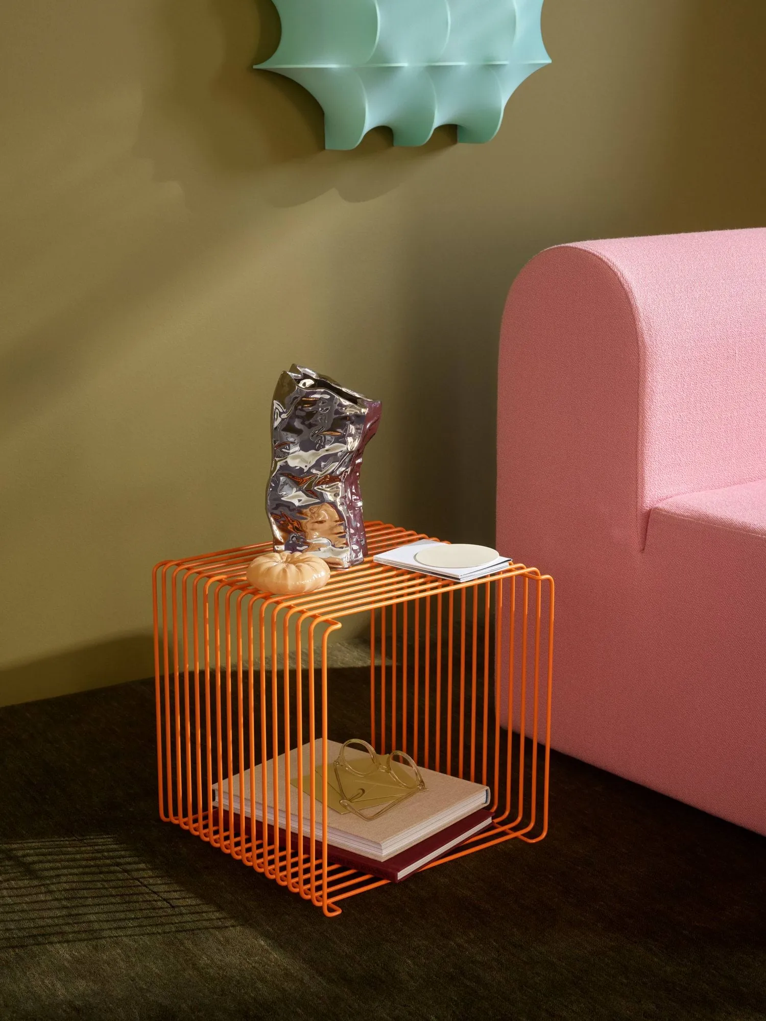 Panton Wire Single shelf 34,8x34,8x34,8 cm, Tangerine Montana