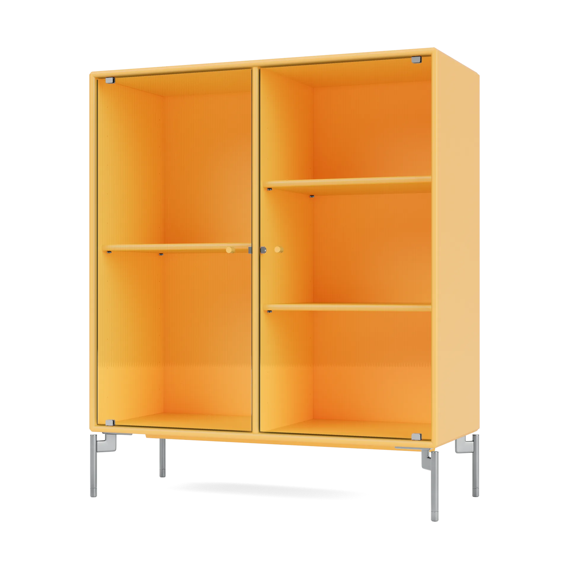 Ripple II display cabinet 69.6x82.2x30 cm, Acacia-legs chrome Montana