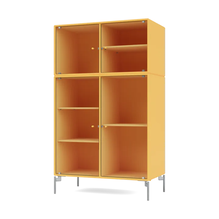 Ripple III display cabinet 69.6x117.6x38 cm - Acacia-legs chrome - Montana