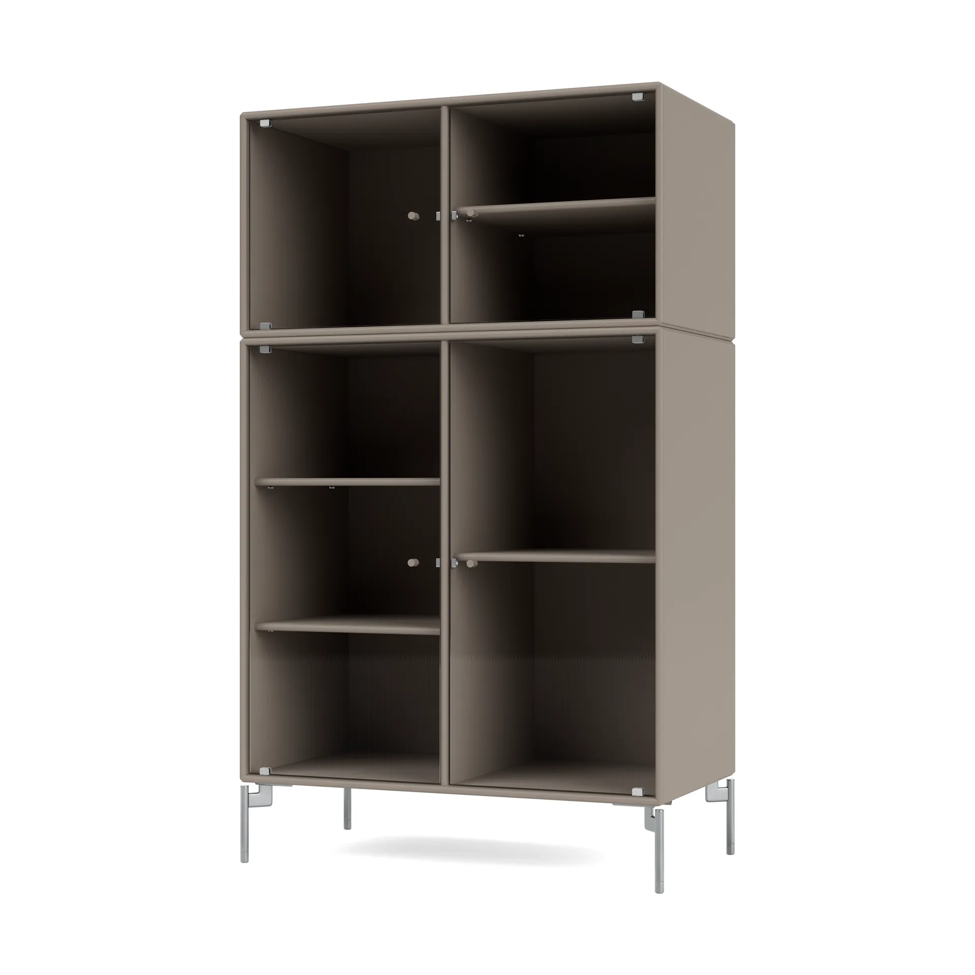 Ripple III display cabinet 69.6x117.6x38 cm, Truffle-legs chrome Montana