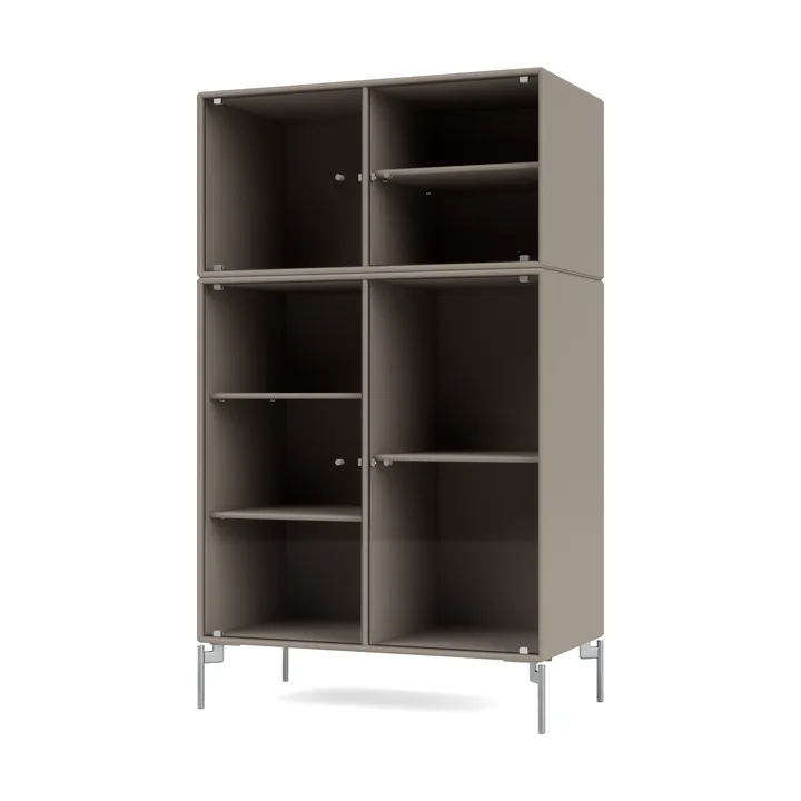 Ripple III display cabinet 69.6x117.6x38 cm - Truffle-legs chrome - Montana