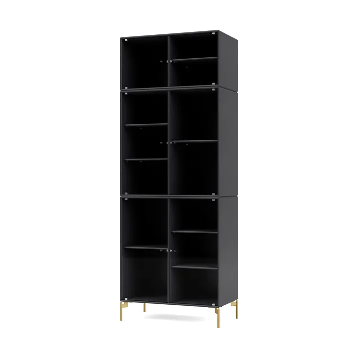 Ripple IV display cabinet 69.6x187.2x38 cm - Anthracite-legs brass - Montana
