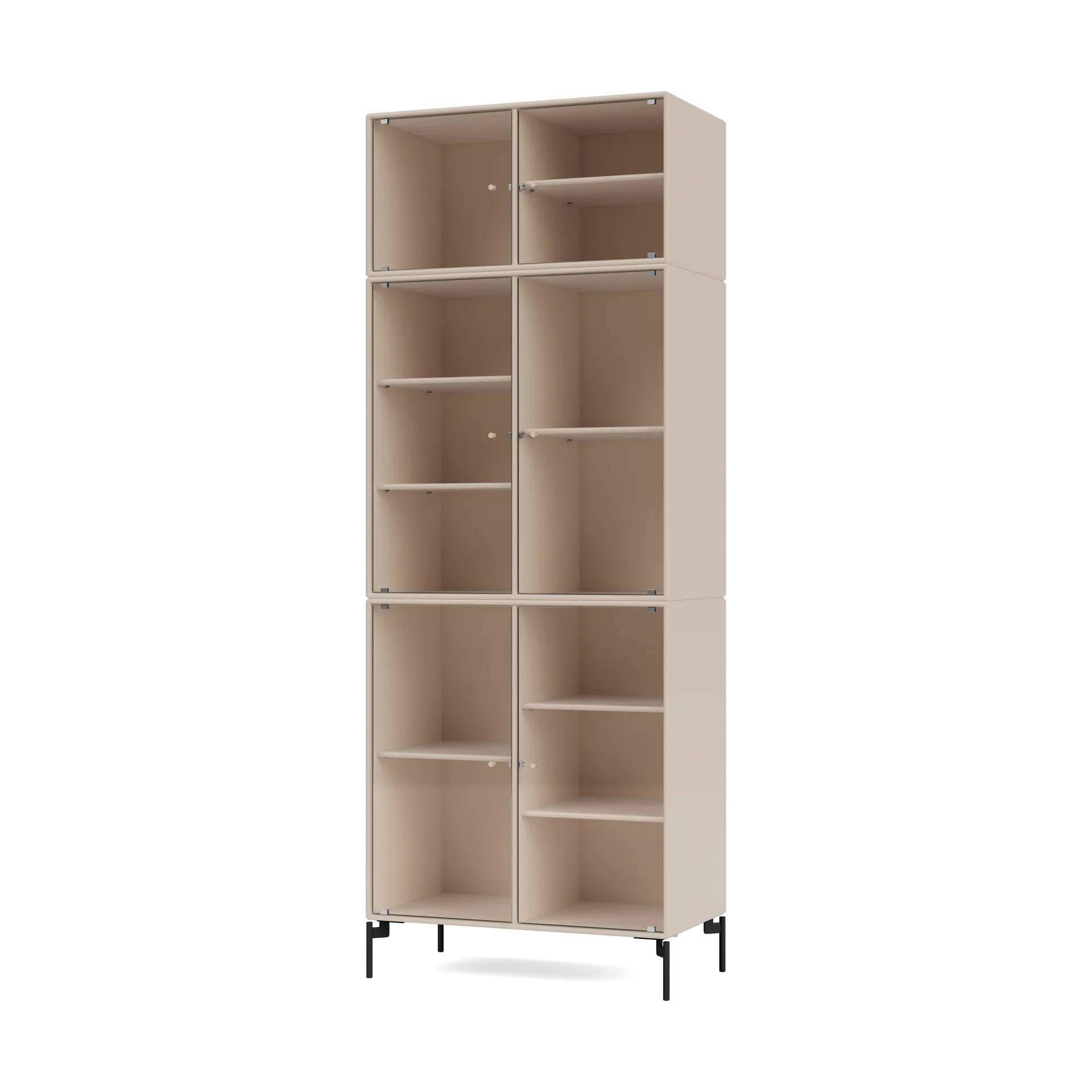 Ripple IV display cabinet 69.6x187.2x38 cm, Clay-legs black Montana