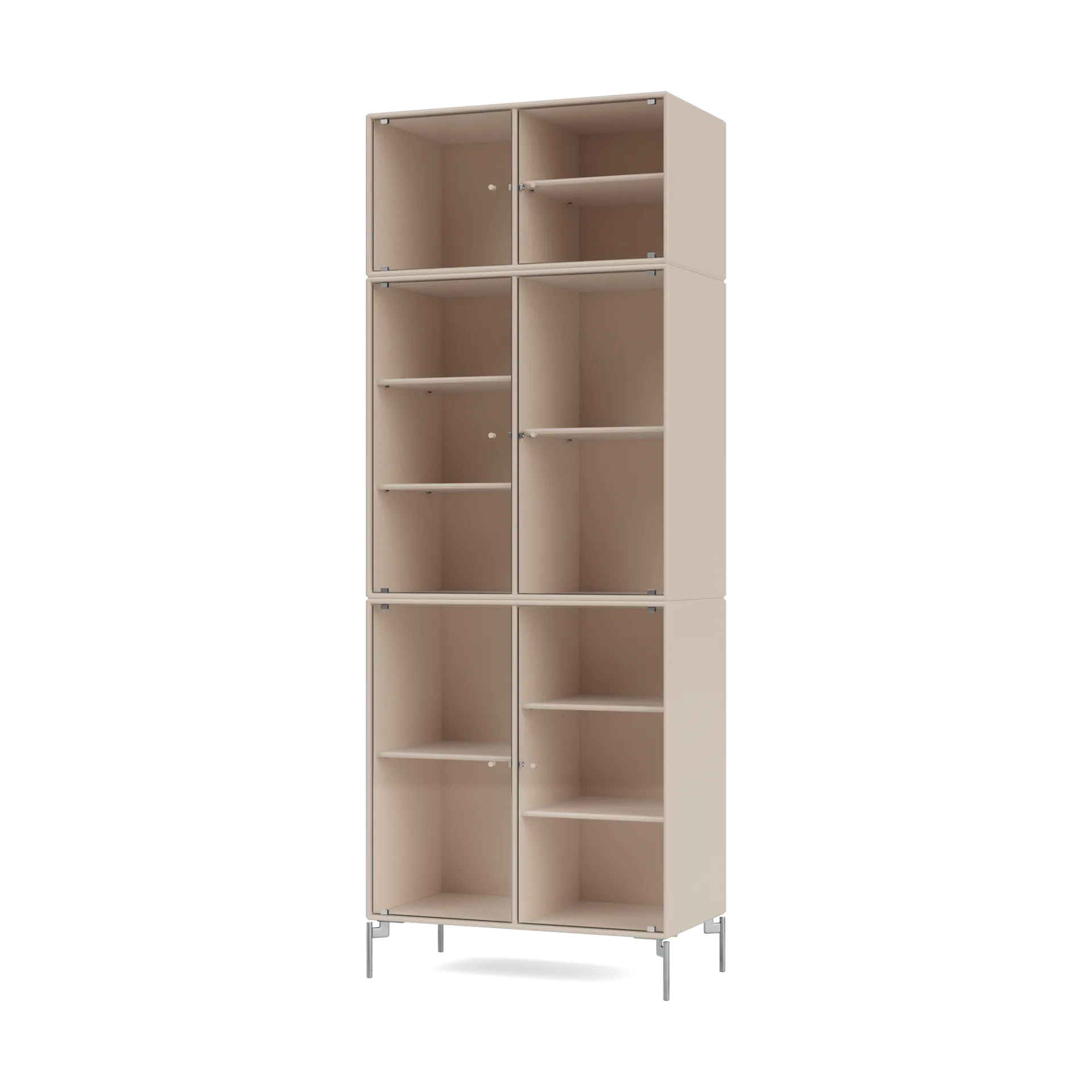Ripple IV display cabinet 69.6x187.2x38 cm, Clay-legs chrome Montana