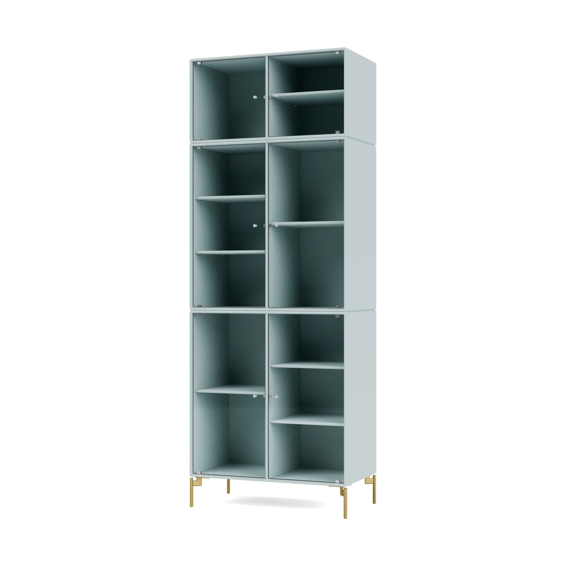 Ripple IV display cabinet 69.6x187.2x38 cm, Flint-legs brass Montana