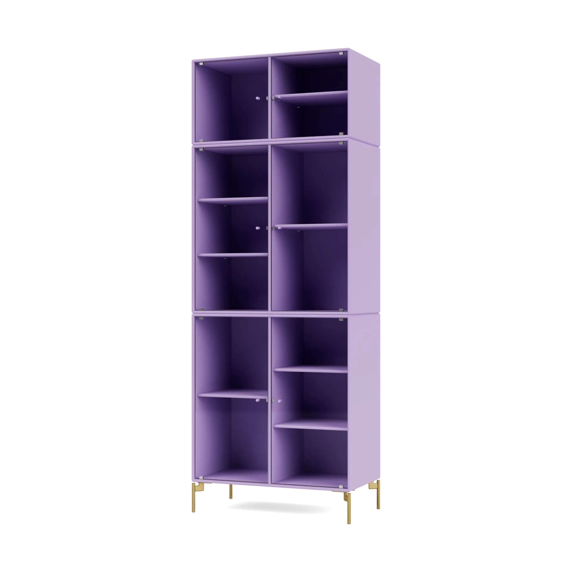 Ripple IV display cabinet 69.6x187.2x38 cm, Iris-legs brass Montana