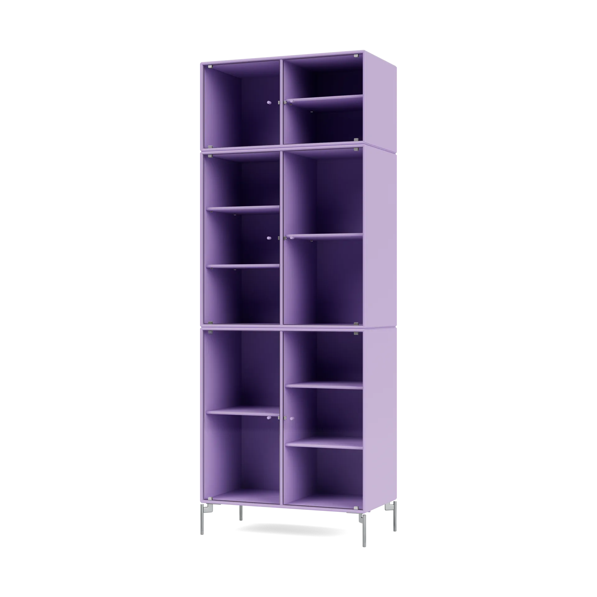 Ripple IV display cabinet 69.6x187.2x38 cm, Iris-legs chrome Montana