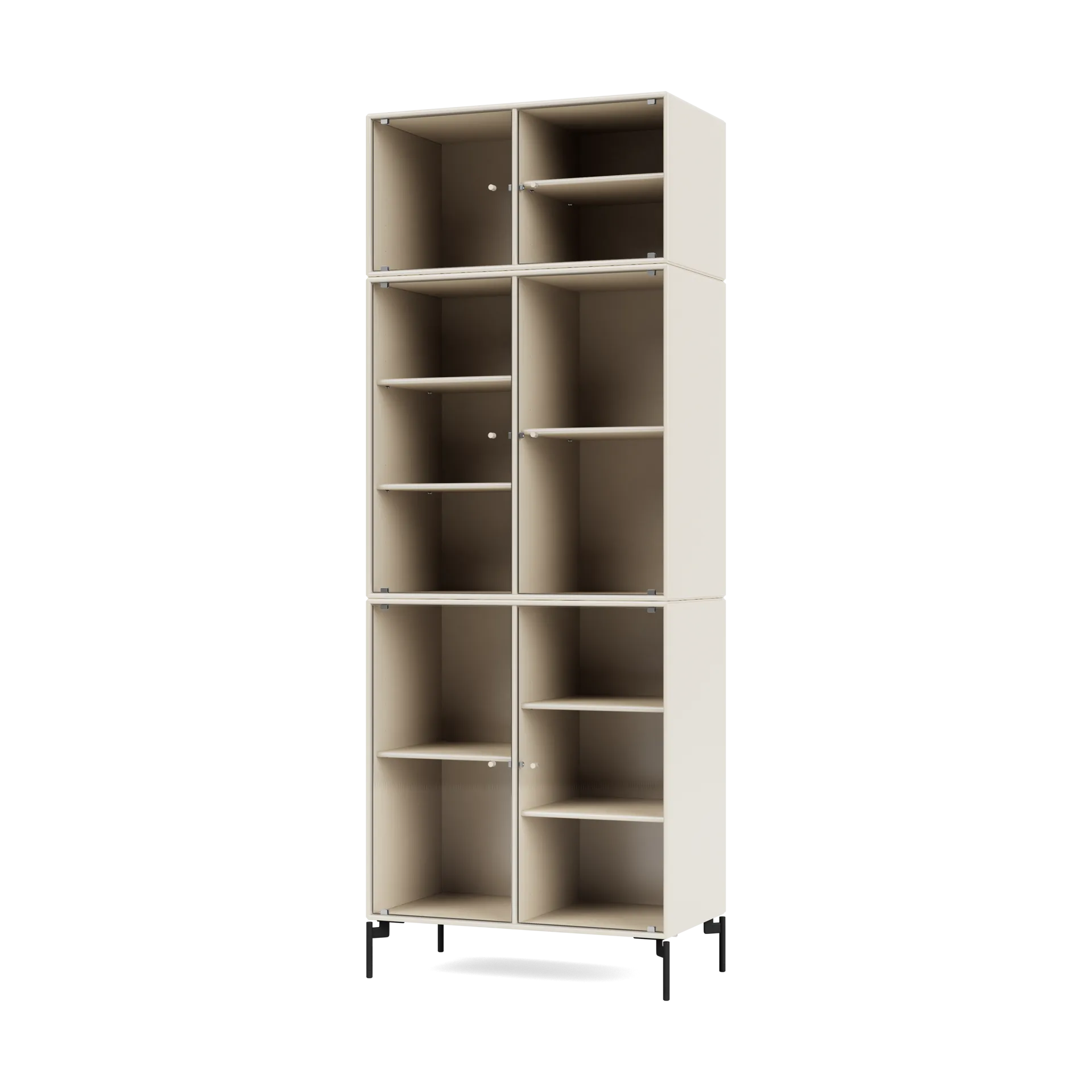 Ripple IV display cabinet 69.6x187.2x38 cm, Oat-legs black Montana