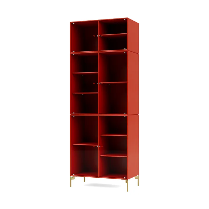 Ripple IV display cabinet 69.6x187.2x38 cm - Rosehip-legs brass - Montana
