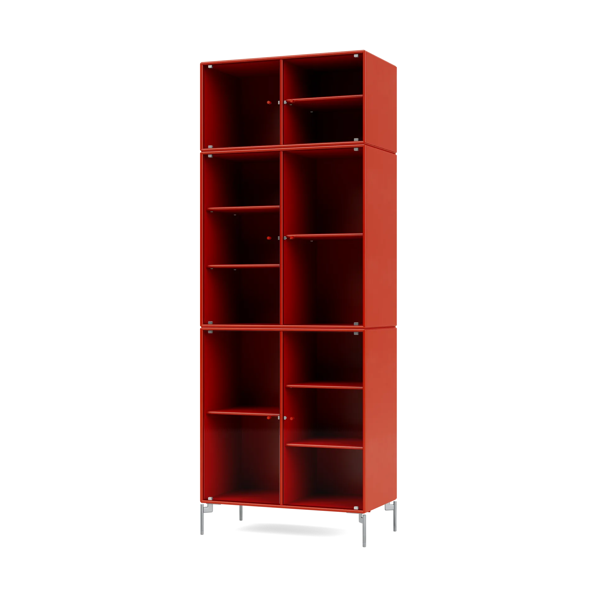 Ripple IV display cabinet 69.6x187.2x38 cm, Rosehip-legs chrome Montana