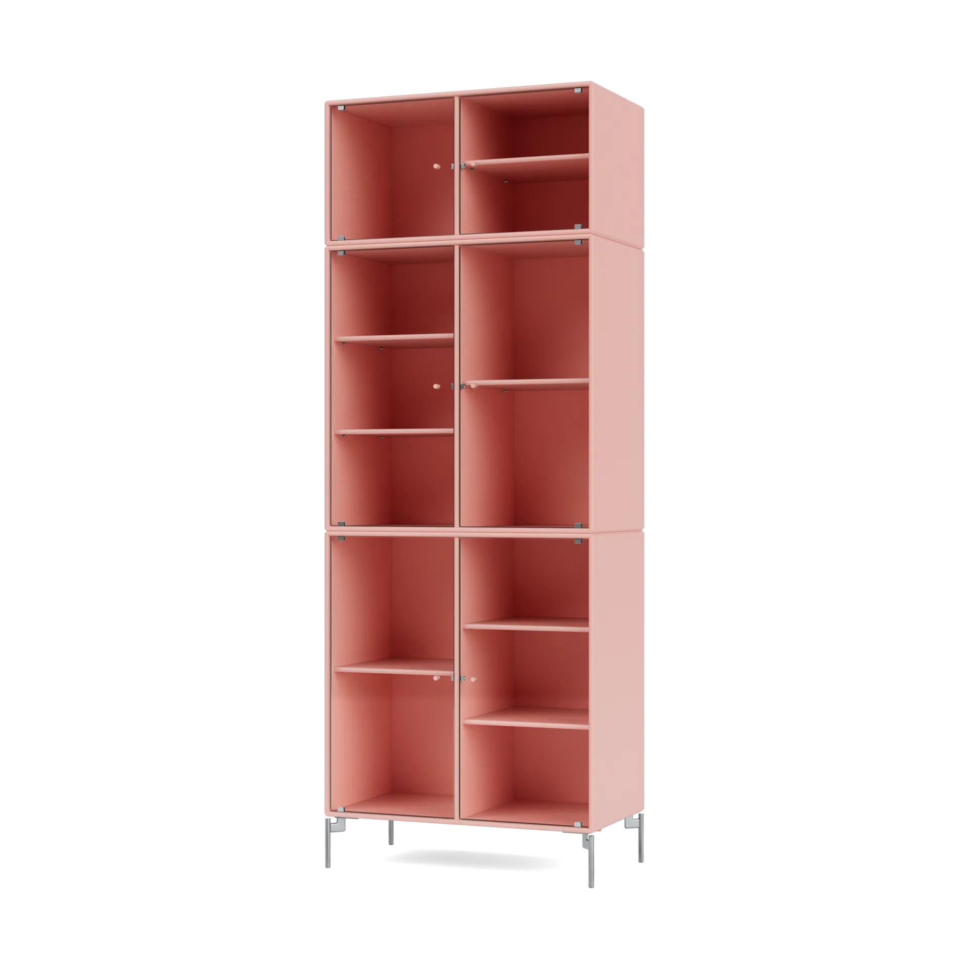Ripple IV display cabinet 69.6x187.2x38 cm, Ruby-legs chrome Montana