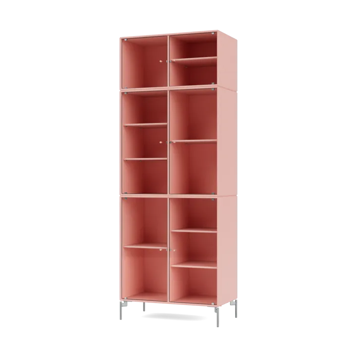 Ripple IV display cabinet 69.6x187.2x38 cm - Ruby-legs chrome - Montana