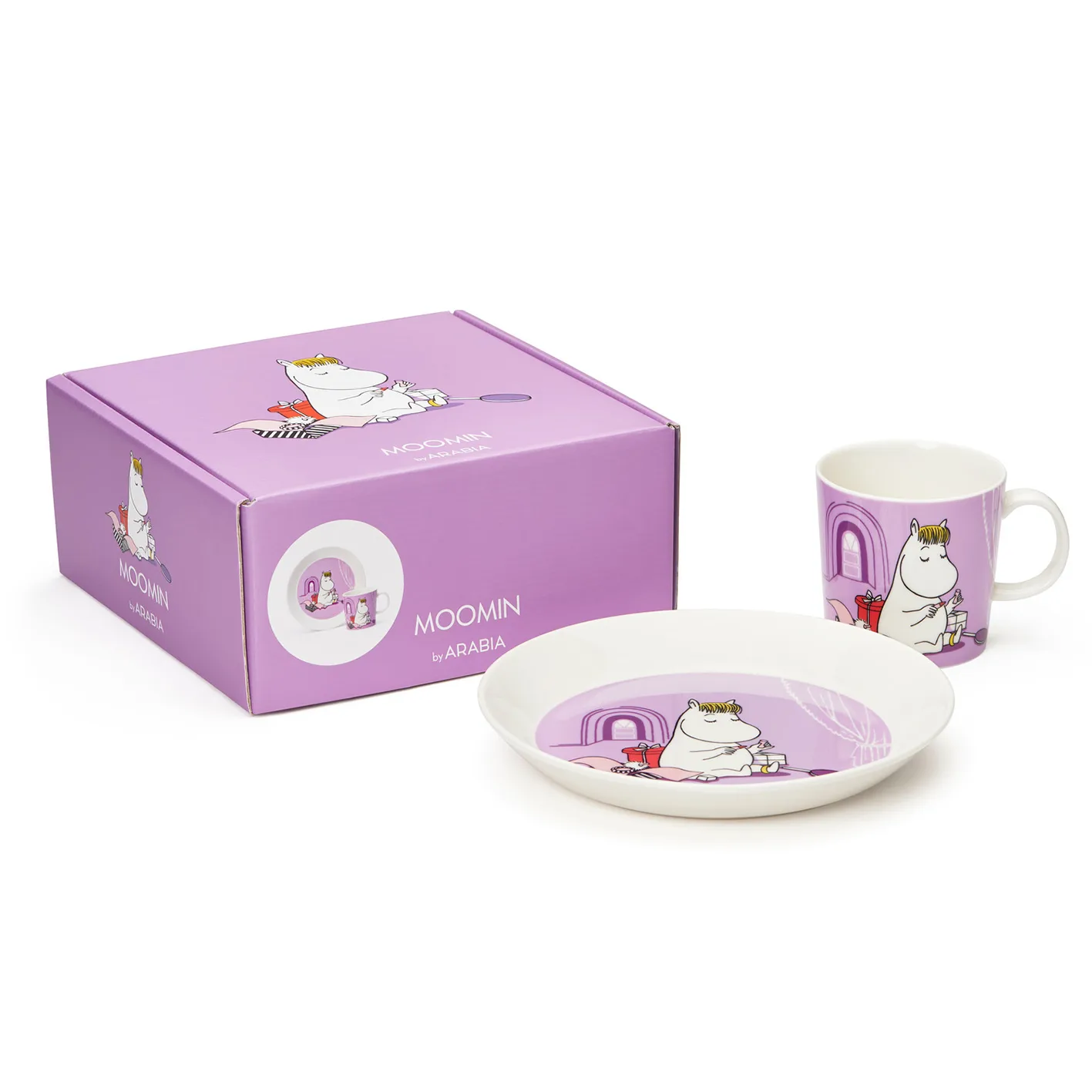 Moomin children's dinnerware, Snorkmaiden purple Moomin Arabia