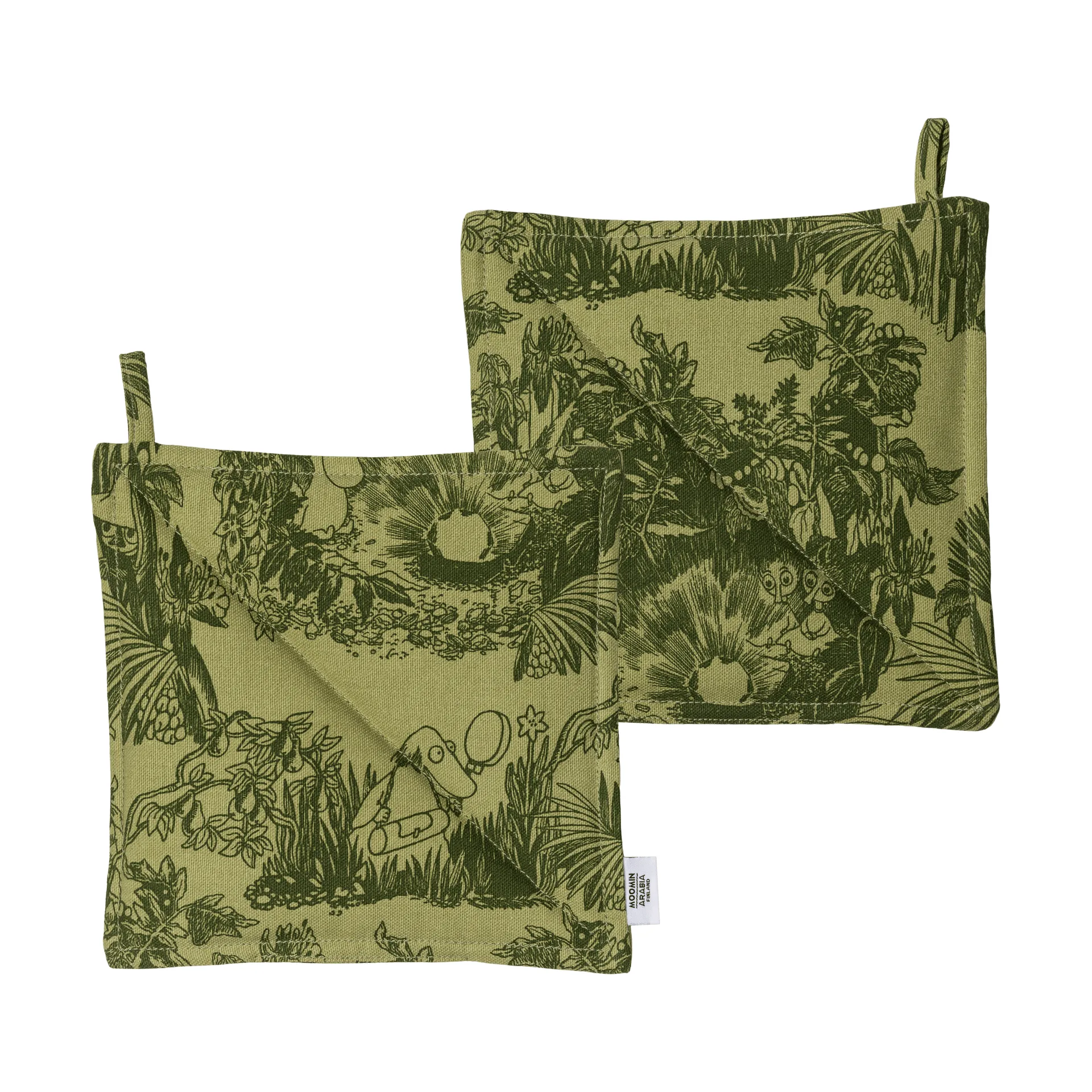 Mystic Forest Moomin pot holders, Green, 22x22 cm, 2-pack Moomin Arabia