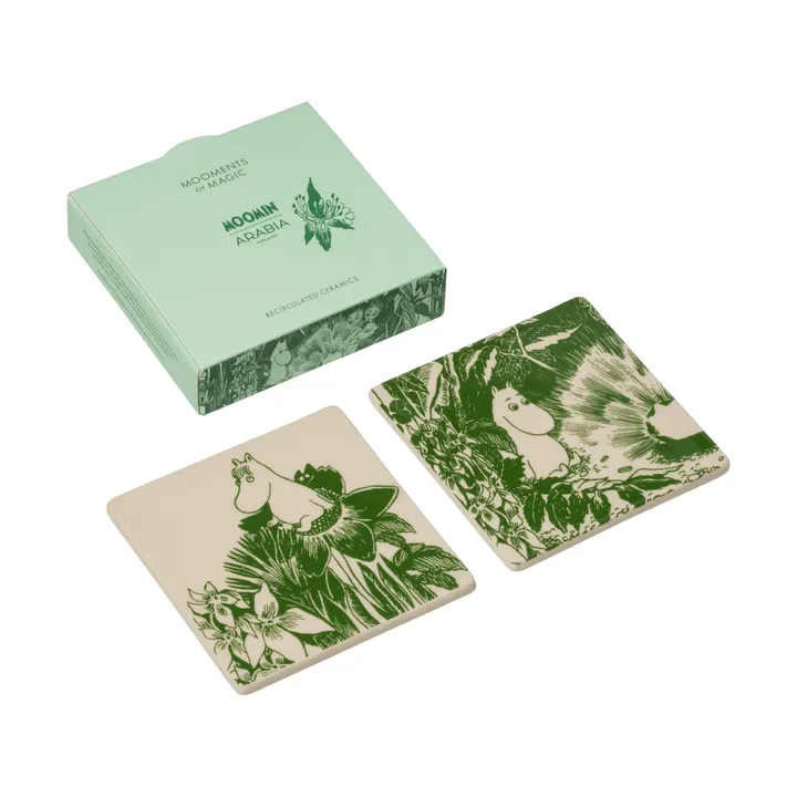 Mystikens skog Mumin coasters - Green, 10x10 cm, 2-pack - Moomin Arabia
