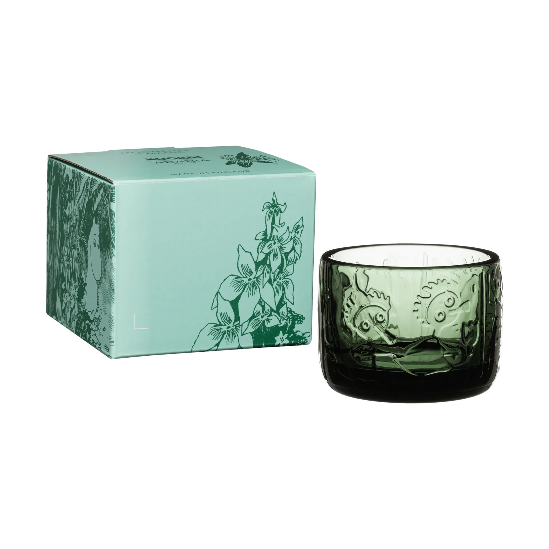 Mystikens skog Mumin tealight holder, Pine green, Ø5.8 cm Moomin Arabia