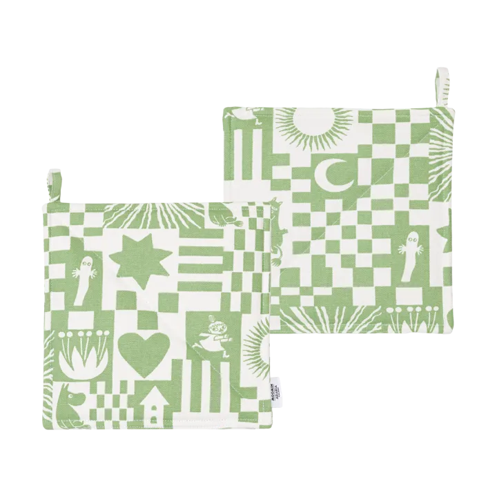 Party Moomin pot holder 22x22 cm 2-pack - Green - Moomin Arabia