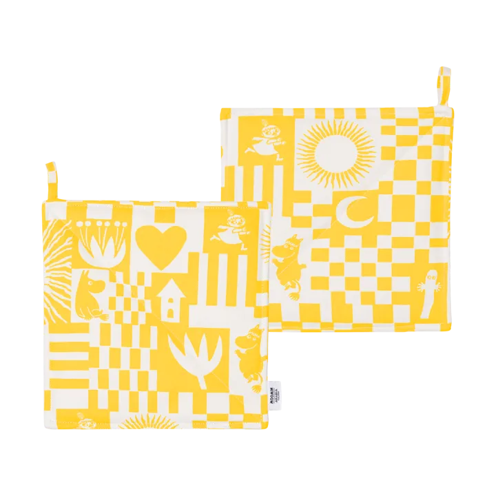 Party Moomin pot holder 22x22 cm 2-pack - Yellow - Moomin Arabia