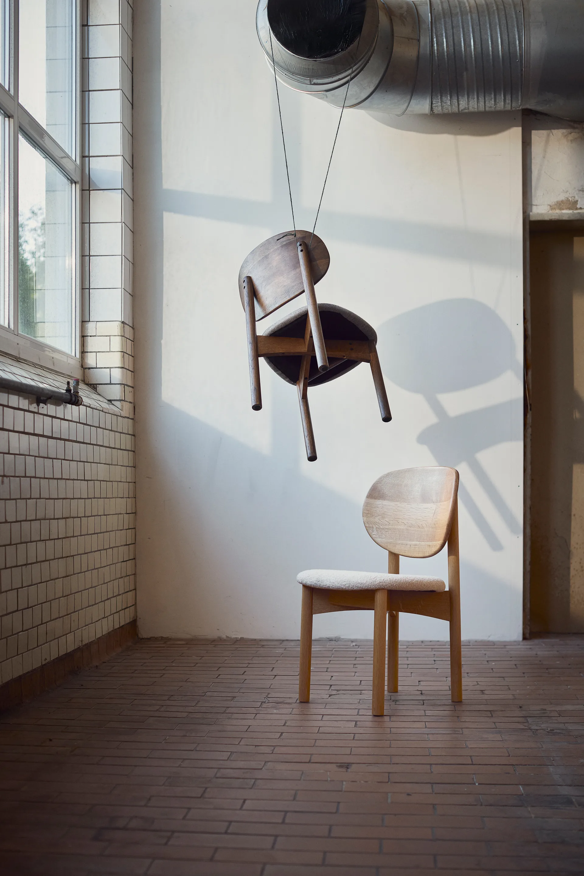 Oka chair, Dark oiled oak, grey MUUBS
