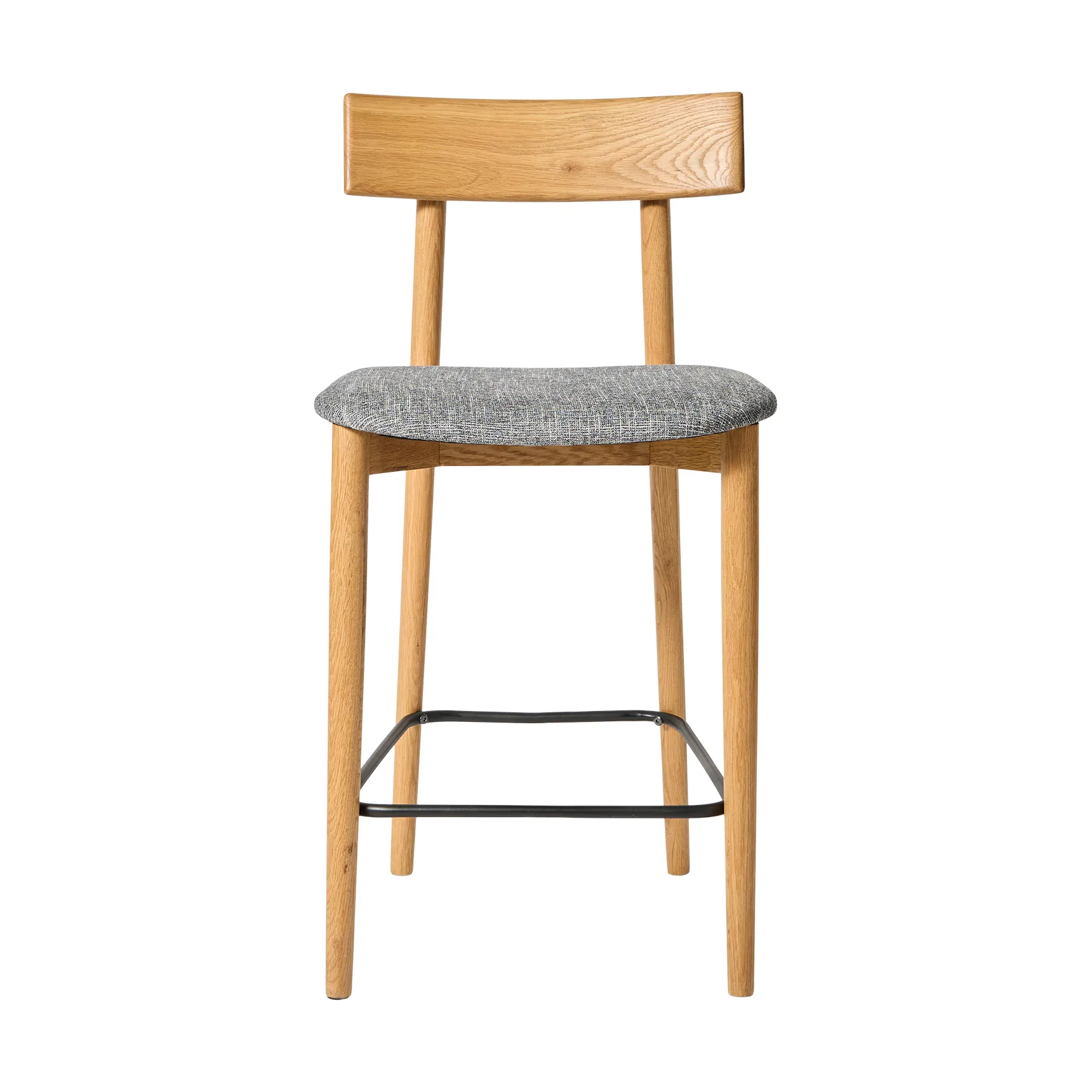 Tetra bar stool, Concrete-colored fabric–natural oiled oak MUUBS