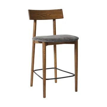 Tetra bar stool - Granite-colored fabric–dark oiled oak - MUUBS