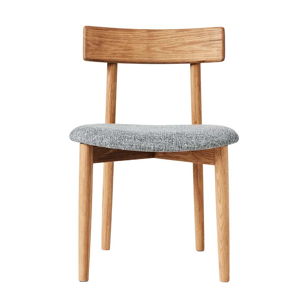 Tetra chair with padded seat, Concrete coloured fabric-natural oiled oak MUUBS
