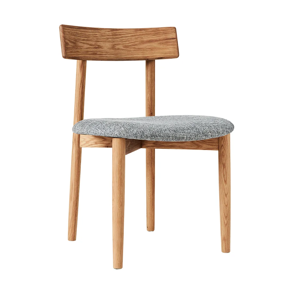 Tetra chair with padded seat, Concrete coloured fabric-natural oiled oak MUUBS