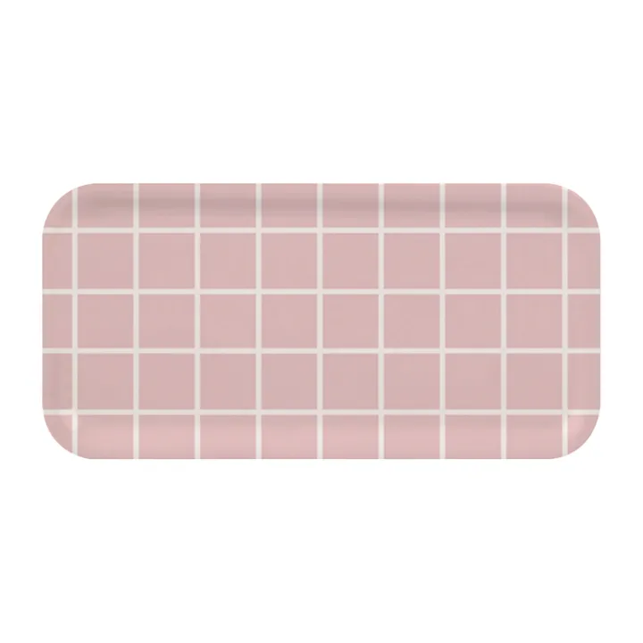 Checks & Stripes tray 13x27 cm - Pink-white - Muurla