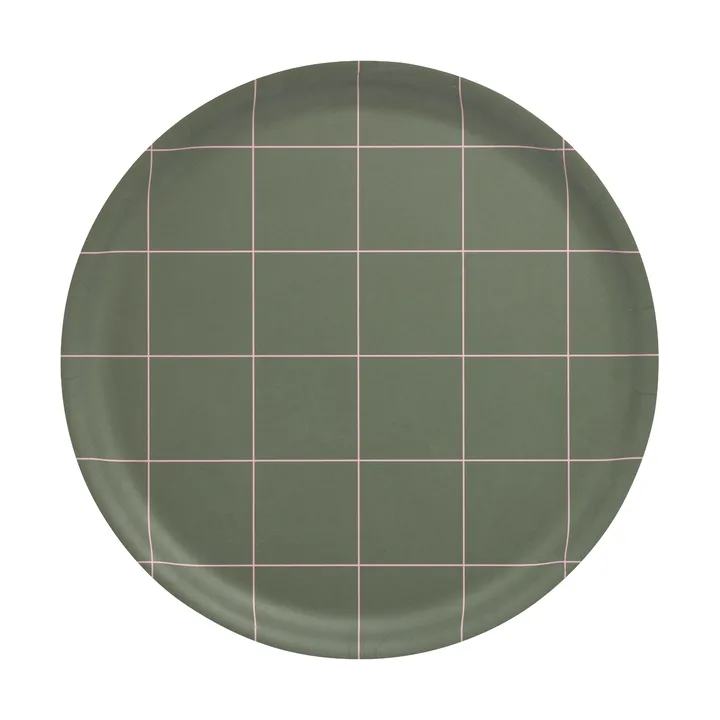 Checks & Stripes tray Ø35 cm - Olive - Muurla