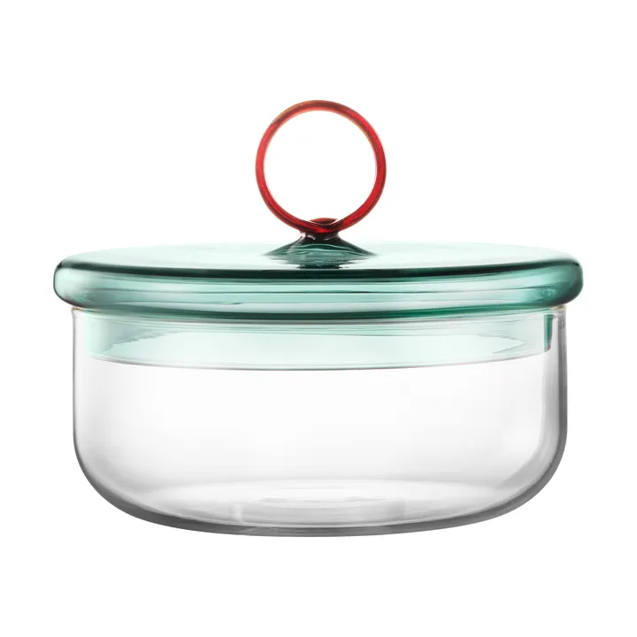 Loop low bowl with lid Ø15 cm - Klar-teal-amber - Muurla
