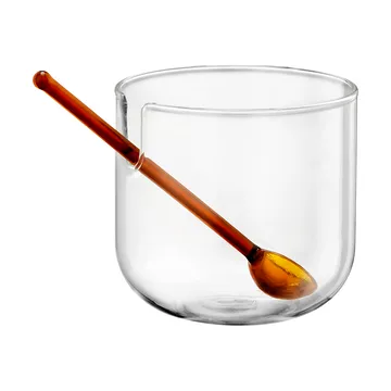 Loop sugar bowl incl spoon Ø14 cm - Clear-pink-amber - Muurla