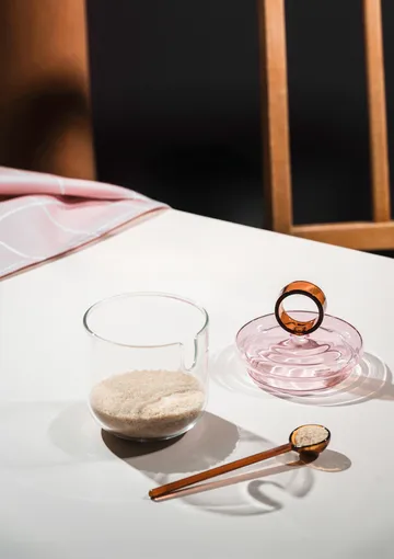 Loop sugar bowl incl spoon Ø14 cm - Clear-pink-amber - Muurla